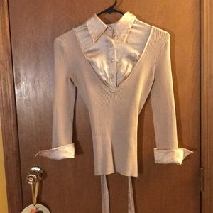 Cream Bebe dress shirt/sweater